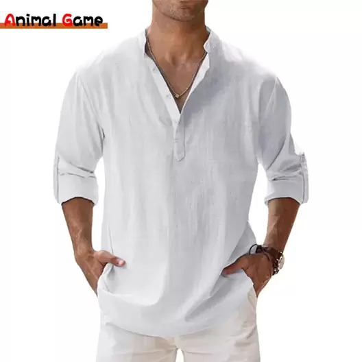 Oferta de Camisas de lino y algodón para hombre por 0,99€ en Aliexpress