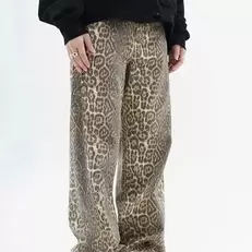 Oferta de Pantalones vaqueros Vintage con estampado de leopardo para mujer por 14,61€ en Aliexpress