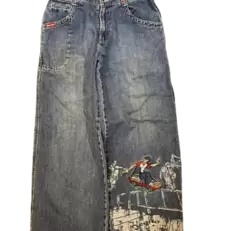Oferta de JNCO-pantalones vaqueros holgados de cintura alta para hombre y mujer por 21,88€ en Aliexpress