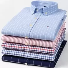 Oferta de Nuevo tamaño S -7XL azul camisa manga larga para hombre 100% Oxford de algodón cómodo suave Regular de negocio de calidad camisetas informales para hombre por 18,05€ en Aliexpress