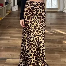 Oferta de Faldas de satén de leopardo Vintage para mujer por 1,92€ en Aliexpress