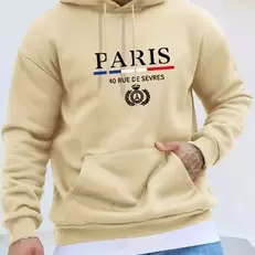 Oferta de Suéter de manga larga con capucha de París para hombre por 2,96€ en Aliexpress