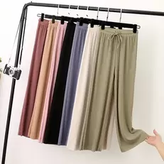 Oferta de Pantalones largos rectos de pierna ancha para mujer por 0,99€ en Aliexpress