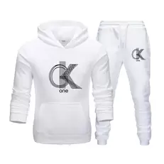 Oferta de CK-sudaderas con capucha y pantalones con estampado de moda para hombre y mujer por 11,79€ en Aliexpress