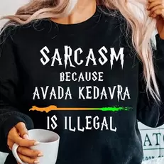 Oferta de Sarcasmo porque Avada Kedavra es illegal sudadera ropa mago escuela Y2K Top Casual ropa de calle diaria manga larga cuello redondo por 10,8€ en Aliexpress