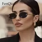 Oferta de Rimless Retro Oval Sunglasses Cat Eye Sun Glasses Frameless F Letter UV400 Punk Sunglass Men Shade Driving Eyewear Gafas De Sol por 6,64€ en Aliexpress