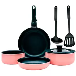 Oferta de BATERÍA COCINA AMERCOOK EASYCLICK ROSA PASTEL 8 PIEZAS CKP012B por 52,9€ en Ideal Bricolaje