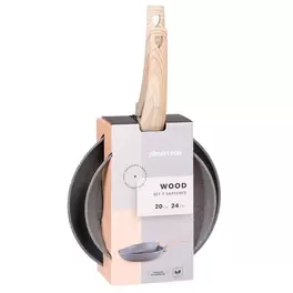 Oferta de SET 2 SARTENES AMERCOOK WOOD WOO012P 20/24cm por 17,9€ en Ideal Bricolaje