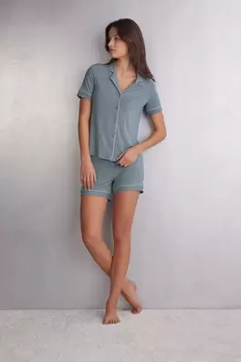 Oferta de Camiseta de Manga Corta con Abertura Frontal de Mo... por 39,9€ en Intimissimi