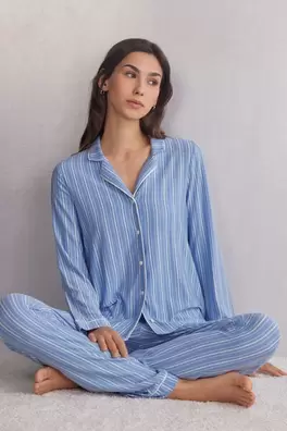 Oferta de Camiseta Modal Abertura Delantera Oxford Stripes por 39,9€ en Intimissimi