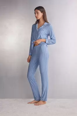 Oferta de Pantalones Modal Rectos Oxford Stripes por 29,9€ en Intimissimi