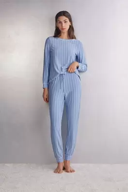 Oferta de Pantalones Largos Modal con Bajo Elástico Oxford S... por 29,9€ en Intimissimi