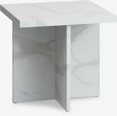 Oferta de Mesa auxiliar GANDRUP 45x45 color mármol blanco por 40€ en JYSK