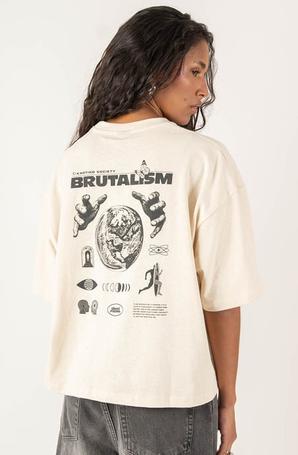 Oferta de Camiseta Cropped Oversize Brutalism Organic Cotton Ivory por 39,9€ en Kaotiko