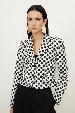 Oferta de Tailored Jacquard Spot Single Breasted Jacket por 181,3€ en Karen Millen