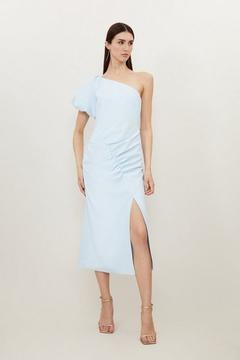 Oferta de Soft Tailored One Shoulder Ruched Midaxi Dress por 171,5€ en Karen Millen