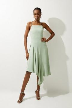 Oferta de Petite Soft Tailored Draped Asymmetric Skirt Midi Dress por 176,25€ en Karen Millen