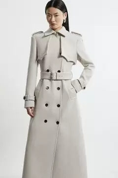 Oferta de Italian Wool Tailored Belted Trench Maxi Coat por 519€ en Karen Millen