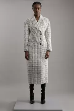 Oferta de Metallic Texture Check Darted Waist Midaxi Tailored Coat por 228€ en Karen Millen