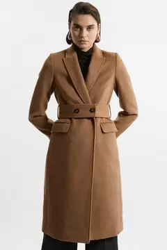 Oferta de Tailored Wool Blend Belted Midi Coat por 290€ en Karen Millen