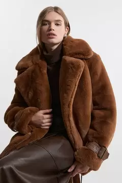 Oferta de Faux Fur Biker Coat por 179€ en Karen Millen