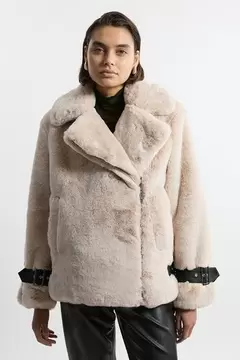 Oferta de Faux Fur Biker Coat por 179€ en Karen Millen