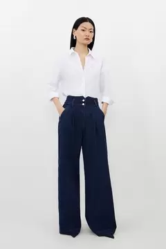 Oferta de Denim Wide Leg Trousers por 99€ en Karen Millen