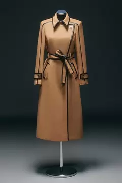 Oferta de Wool Blend Pu Trim Belted Tailored Double Breasted Midi Coat por 498€ en Karen Millen