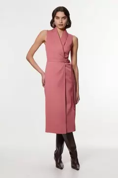 Oferta de Soft Tie Tailored Sleeveless Pencil Midi Dress por 208,6€ en Karen Millen