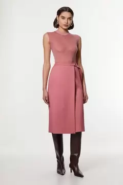 Oferta de Soft Tailored Wrap A Line Midi Skirt por 136,5€ en Karen Millen