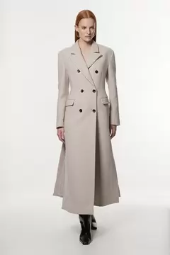 Oferta de Petite Italian Wool Mix Maxi Double Breasted Tailored Coat por 446,4€ en Karen Millen