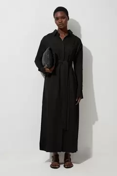 Oferta de Viscose Linen Woven Belted Shirt Dress por 101,4€ en Karen Millen