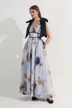 Oferta de Spring Floral Silk Cotton Woven Strappy Dress por 178,8€ en Karen Millen