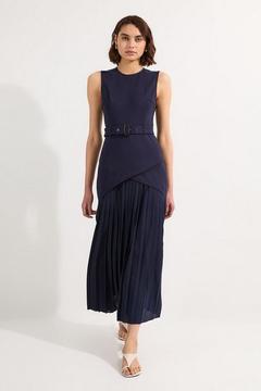 Oferta de Ponte And Georgette Jersey Pleated Maxi Dress por 107,4€ en Karen Millen