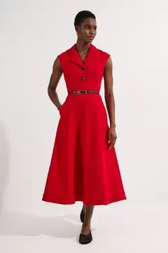 Oferta de Textured Tweed Belted Full Skirted Midi Dress por 210€ en Karen Millen