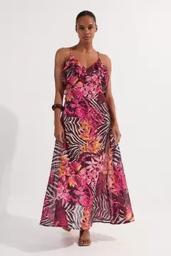 Oferta de Beach Tropical Viscose Georgette Plunge Strappy Dress por 59,4€ en Karen Millen