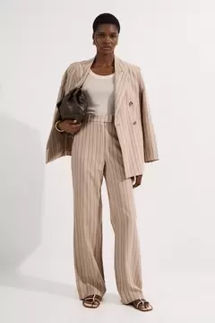 Oferta de Linen Sparkle Stripe Tailored Wide Leg Tailored Trouser por 93€ en Karen Millen