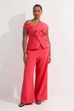 Oferta de Plus Size Compact Stretch Asymmetric Collar Wide Leg Tailored Jumpsuit por 202,2€ en Karen Millen