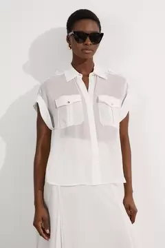 Oferta de Sheer Viscose Georgette Woven Utility Blouse por 59,4€ en Karen Millen