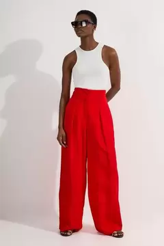 Oferta de Tailored Viscose Linen Wide Leg Trouser por 77,4€ en Karen Millen