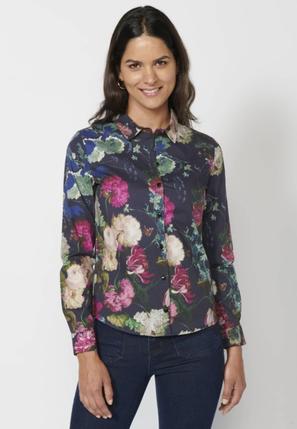 Oferta de Camisa de manga larga con estampado floral color Multicolor para Mujer por 45,99€ en Koröshi