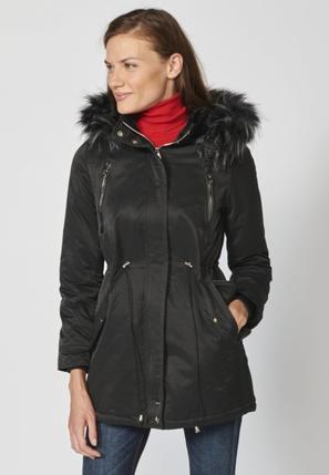 Oferta de Abrigo parka larga acolchada con capucha desmontable color Negro para Mujer por 99,99€ en Koröshi