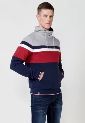 Oferta de Sudadera cuello con alto ajustable con cordón color Navy para Hombre por 49,99€ en Koröshi