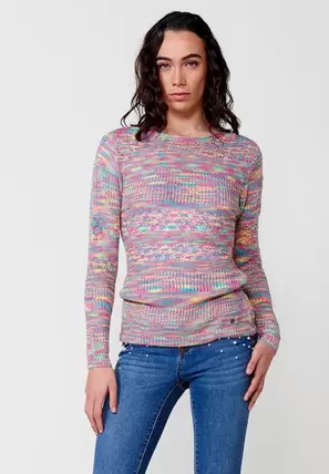 Oferta de Jersey de manga larga tricot con cuello barca para mujer por 49,99€ en Koröshi