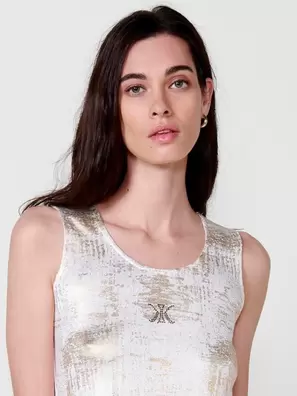 Oferta de Top con estampado foil y aberturas laterales para mujer color blanco por 39,99€ en Koröshi