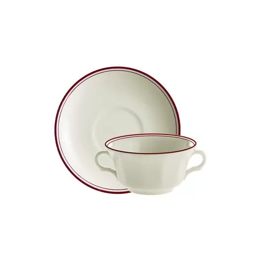 Oferta de Set de 4 tazas de consomé con platillos colección Basic Line Red por 144€ en La Cartuja de Sevilla