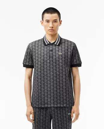 Oferta de Polo de jacquard de corte clásico con monograma por 140€ en Lacoste