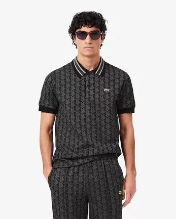 Oferta de Polo de jacquard de corte clásico con monograma por 140€ en Lacoste