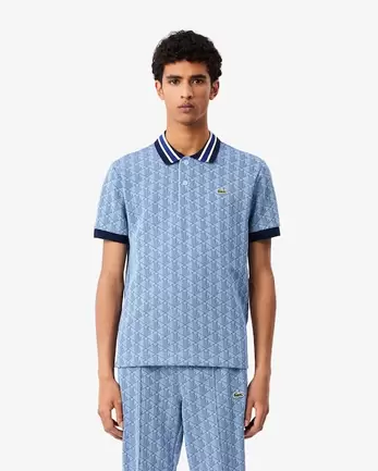 Oferta de Polo de jacquard de corte clásico con monograma por 140€ en Lacoste