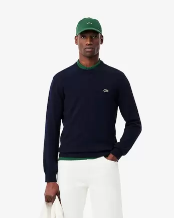 Oferta de Jersey de cuello redondo de algodón monocolor por 130€ en Lacoste